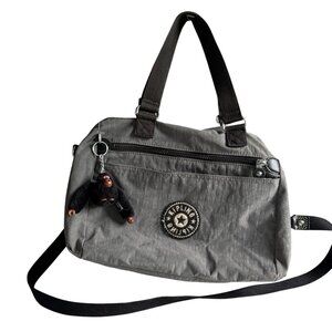 Kipling Travel Tote Gym Duffle Bag Women's Gray Black